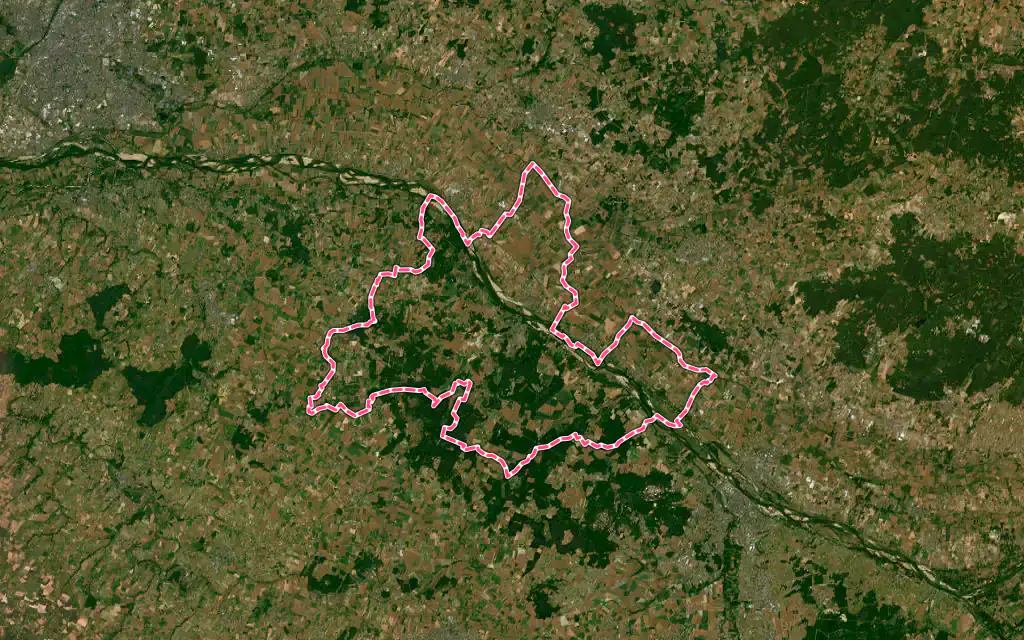 Vue satellite de Gennes-Val-de-Loire avec ses contours administratifs