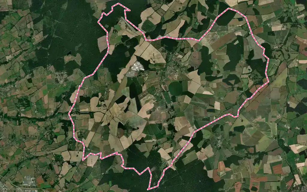 Vue satellite de Gennetines avec ses contours administratifs