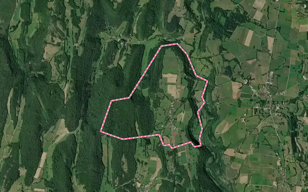 Vue satellite de Genod avec ses contours administratifs