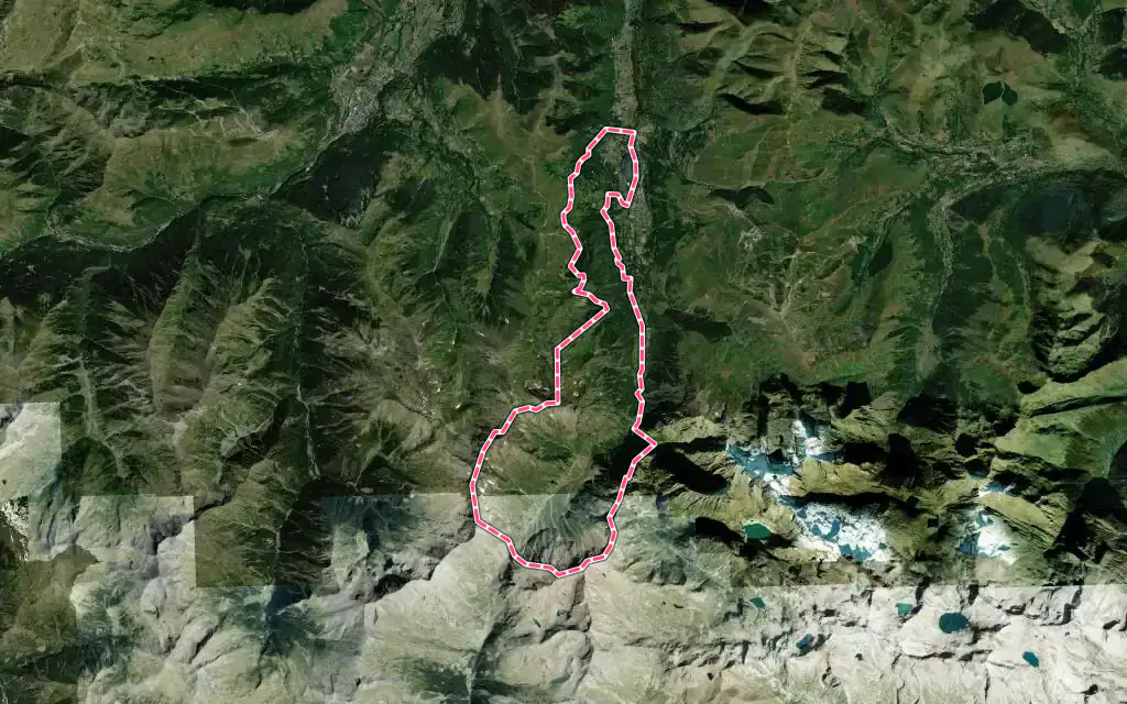 Vue satellite de Génos avec ses contours administratifs