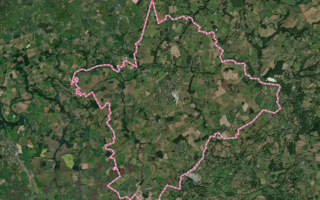 Vue satellite de Genouillac avec ses contours administratifs