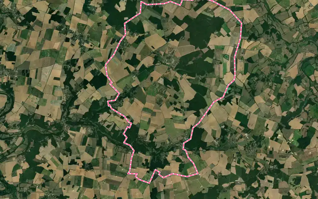 Vue satellite de Genouillé avec ses contours administratifs