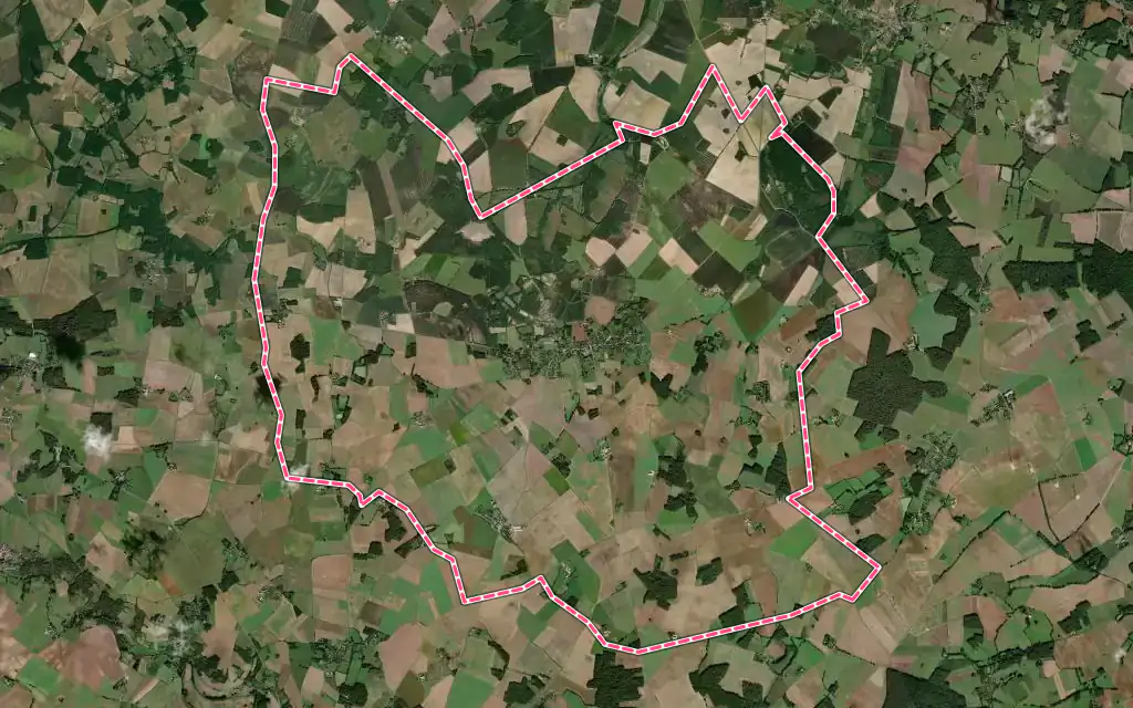 Vue satellite de Genouilly avec ses contours administratifs