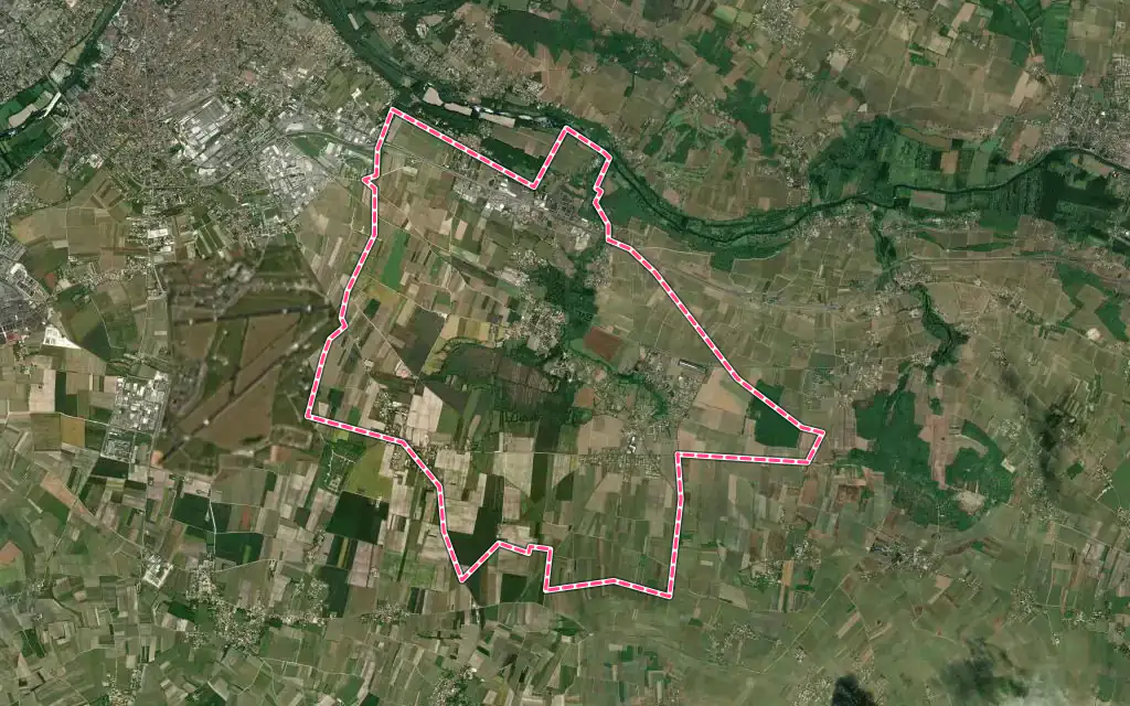 Vue satellite de Gensac-la-Pallue avec ses contours administratifs