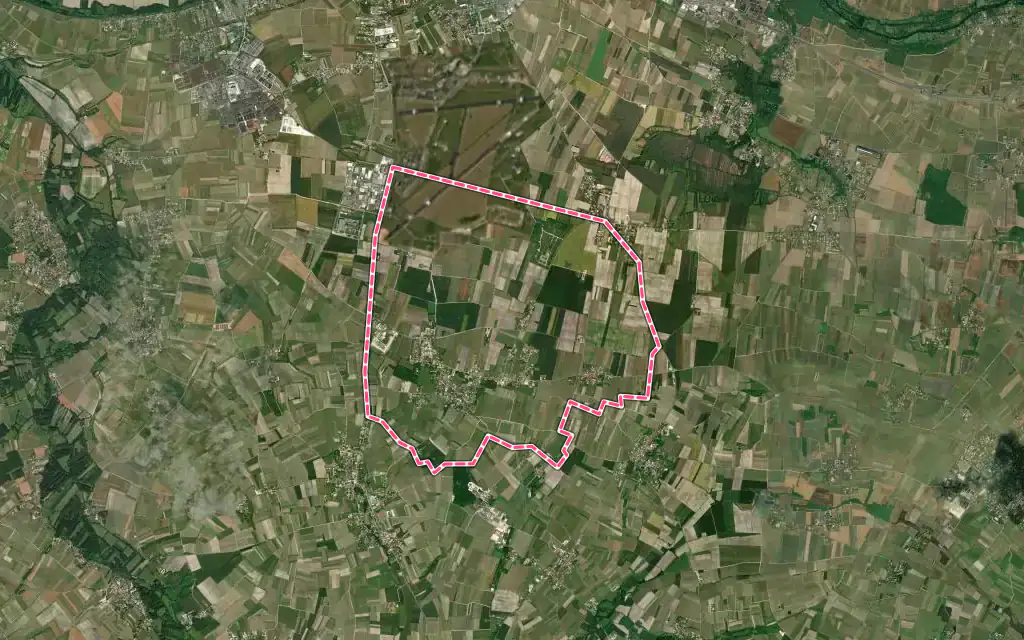 Vue satellite de Genté avec ses contours administratifs