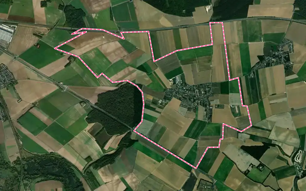 Vue satellite de Gentelles avec ses contours administratifs