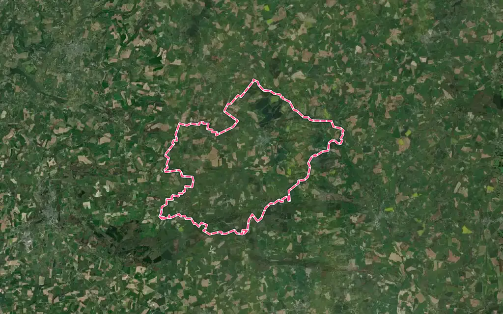 Vue satellite de Ger avec ses contours administratifs