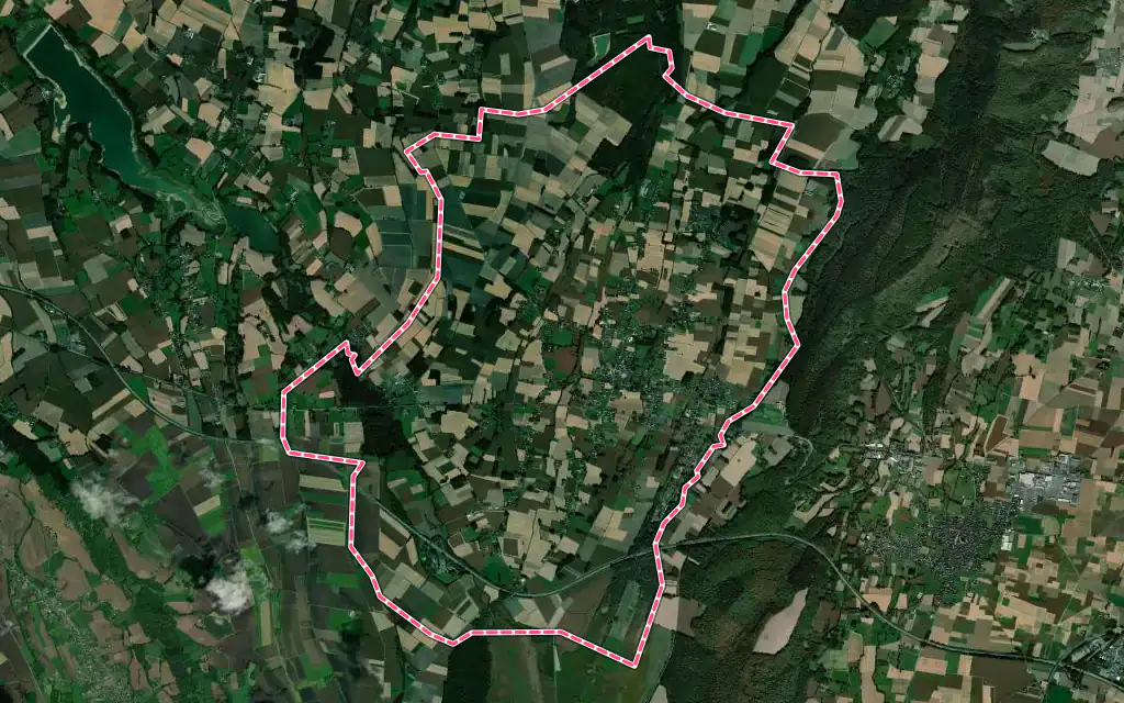 Vue satellite de Ger avec ses contours administratifs