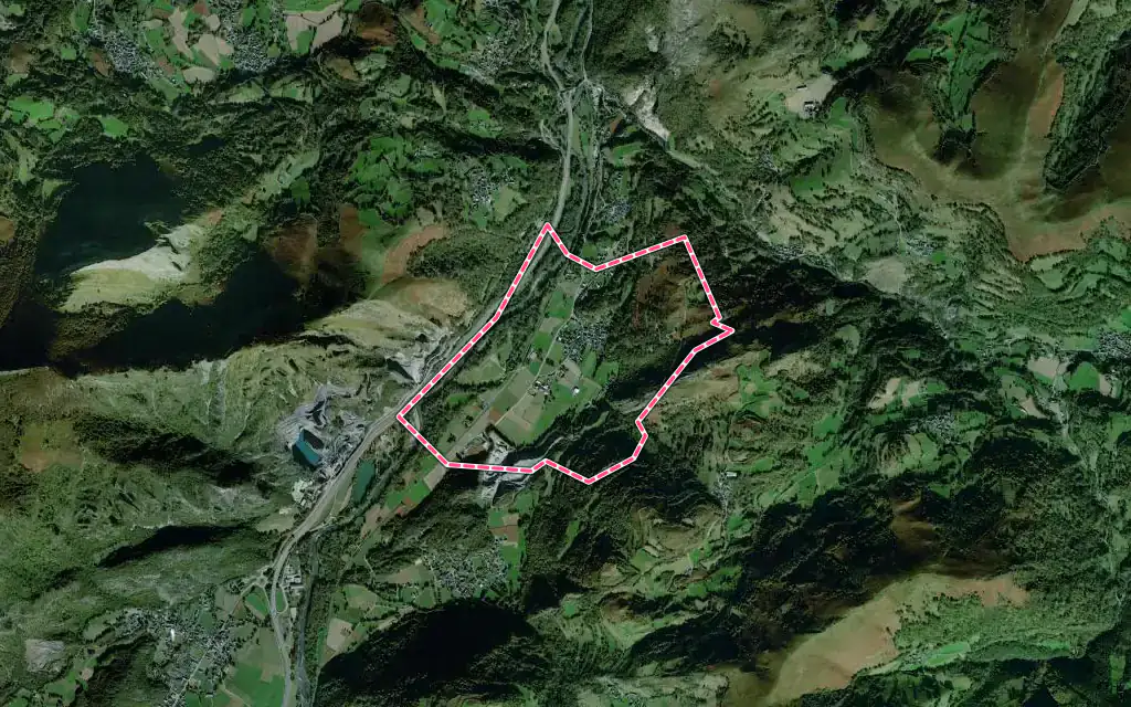 Vue satellite de Ger avec ses contours administratifs