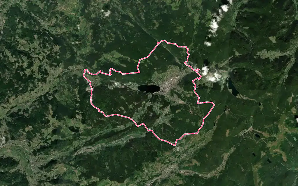 Vue satellite de Gérardmer avec ses contours administratifs