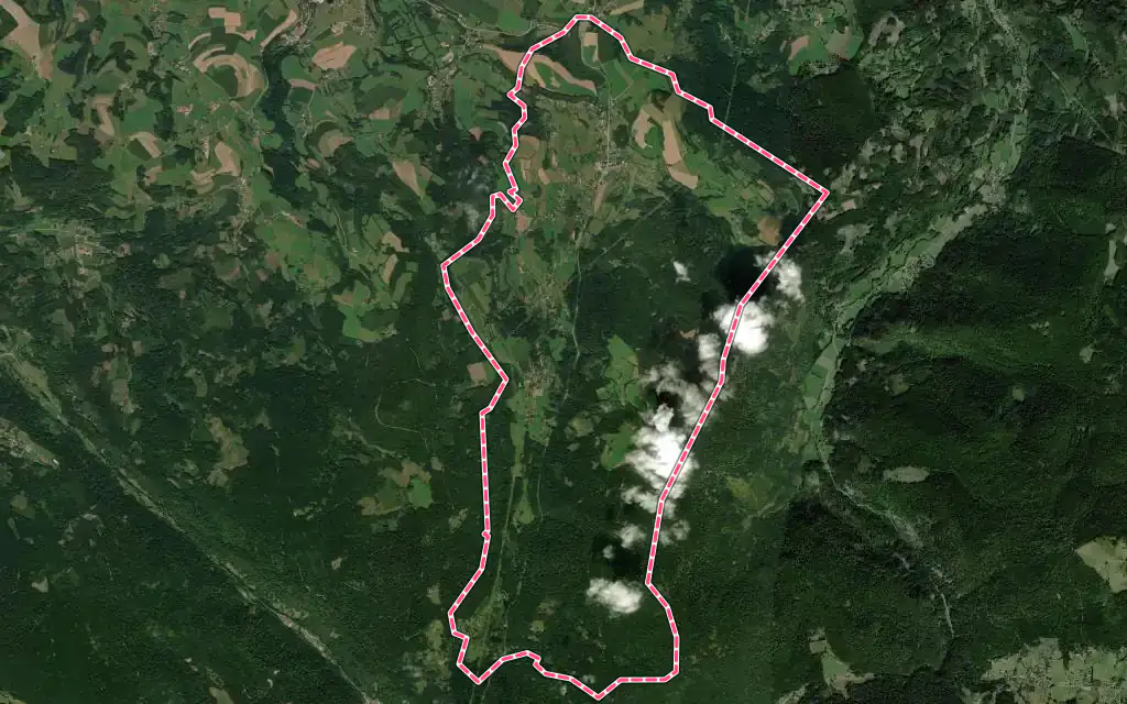Vue satellite de Gerbépal avec ses contours administratifs