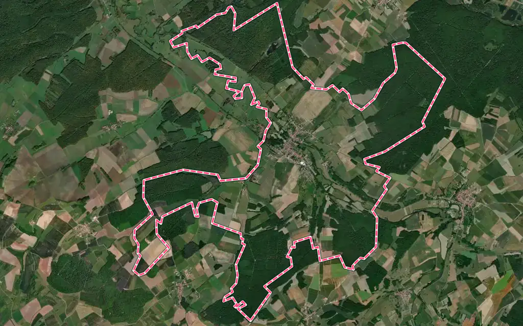 Vue satellite de Gerbéviller avec ses contours administratifs