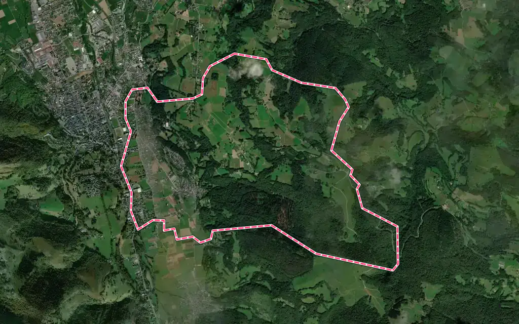 Vue satellite de Gerde avec ses contours administratifs