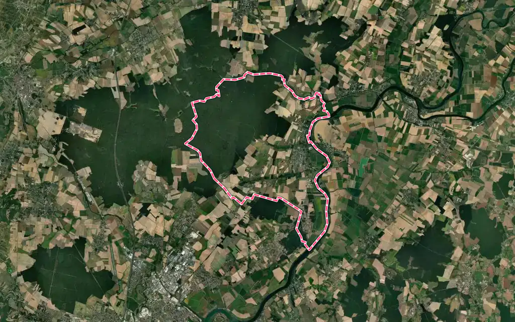 Vue satellite de Gergy avec ses contours administratifs