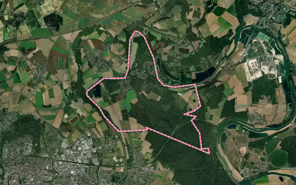 Vue satellite de Germigny-l'Évêque avec ses contours administratifs
