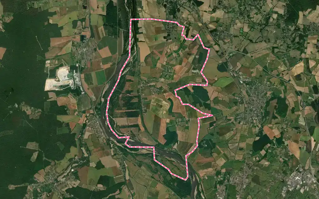 Vue satellite de Germigny-sur-Loire avec ses contours administratifs