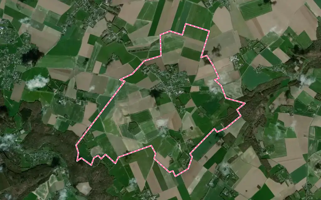 Vue satellite de Gerponville avec ses contours administratifs