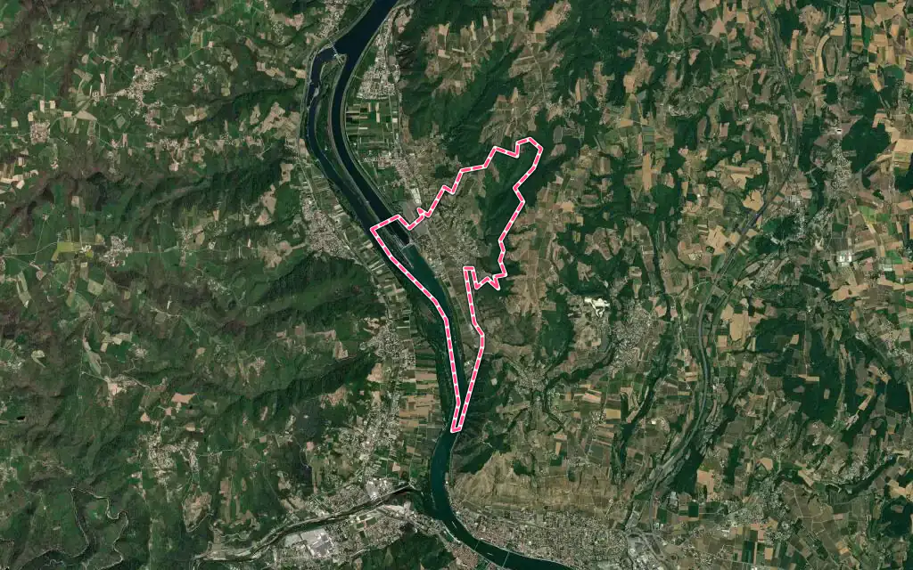 Vue satellite de Gervans avec ses contours administratifs