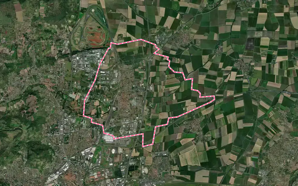 Vue satellite de Gerzat avec ses contours administratifs