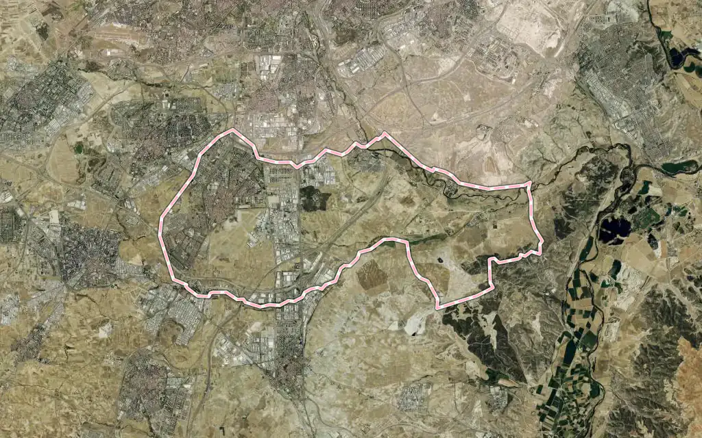 Vista satélite de Getafe con su contorno administrativo