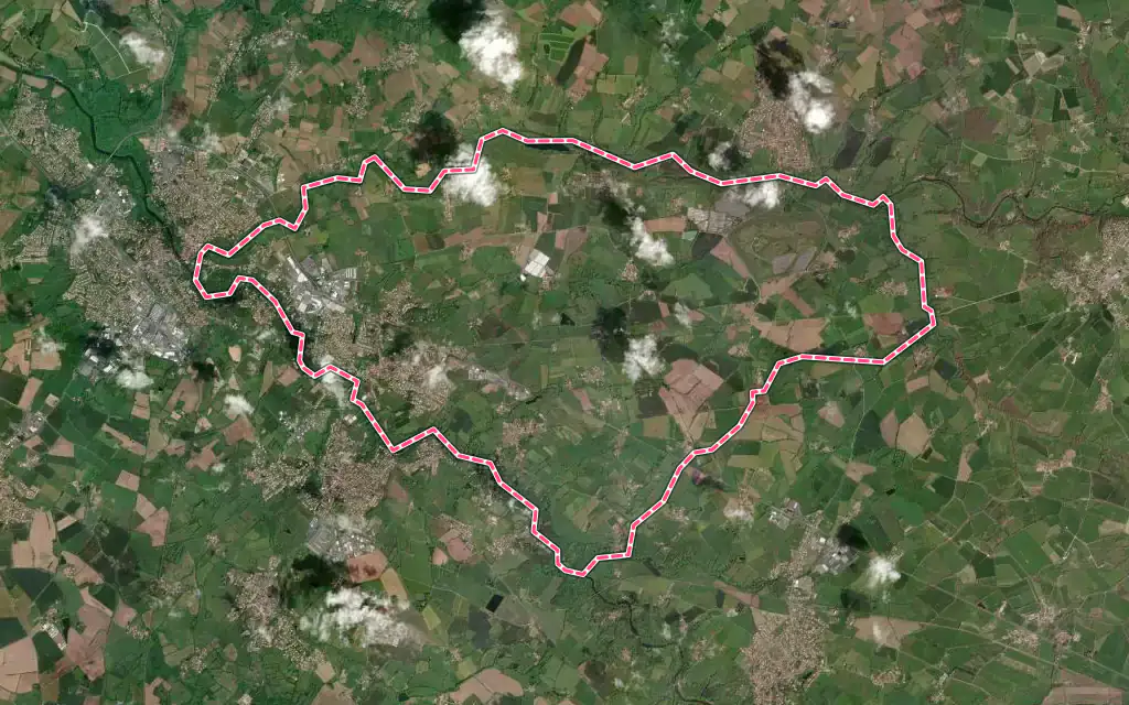 Vue satellite de Gétigné avec ses contours administratifs