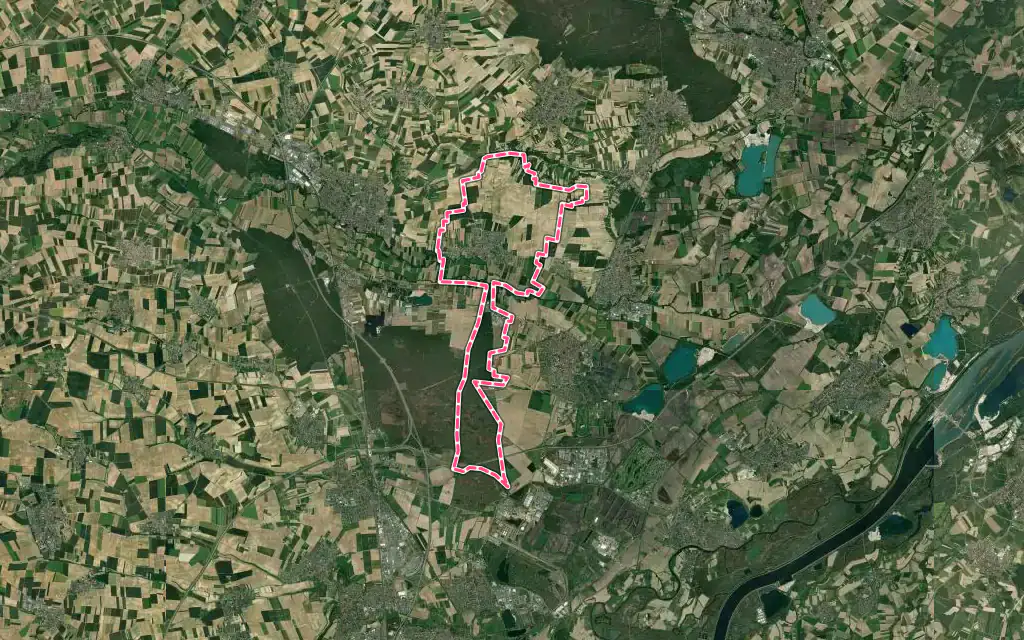 Vue satellite de Geudertheim avec ses contours administratifs