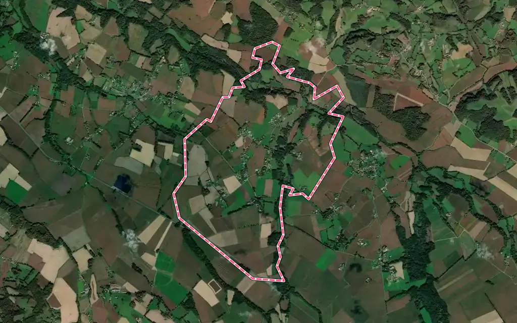 Vue satellite de Géus-d'Arzacq avec ses contours administratifs