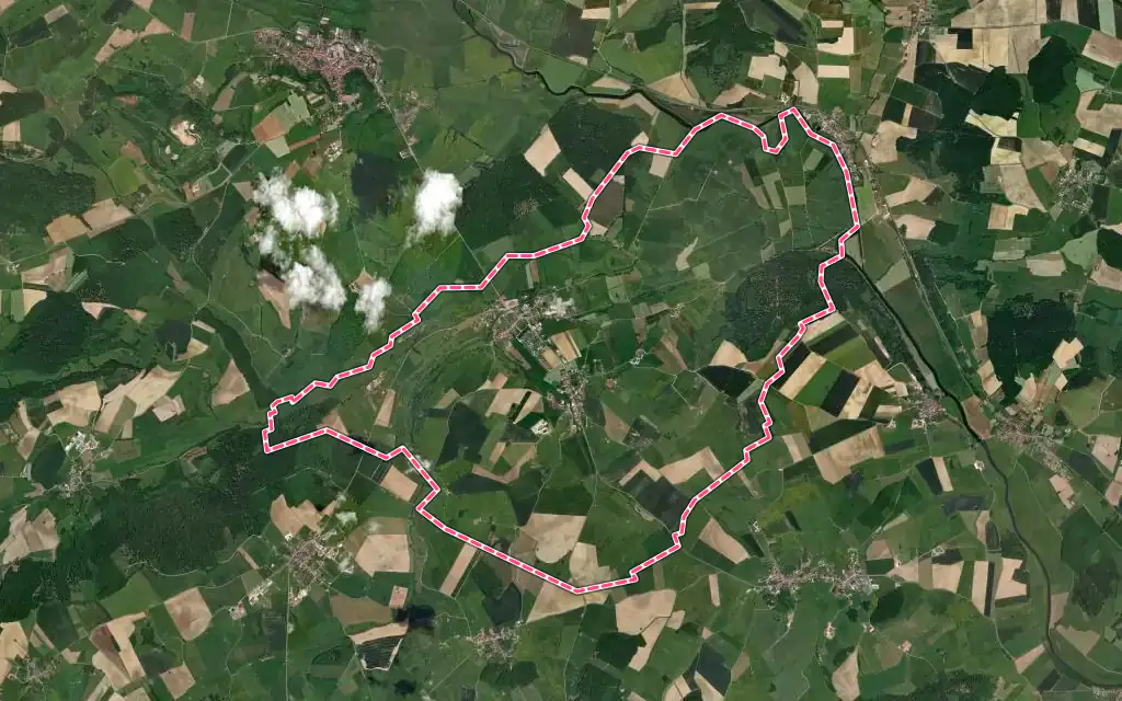 Vue satellite de Gevigney-et-Mercey avec ses contours administratifs