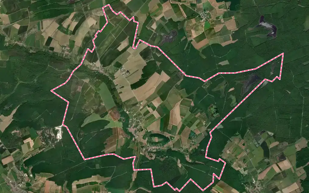 Vue satellite de Geville avec ses contours administratifs