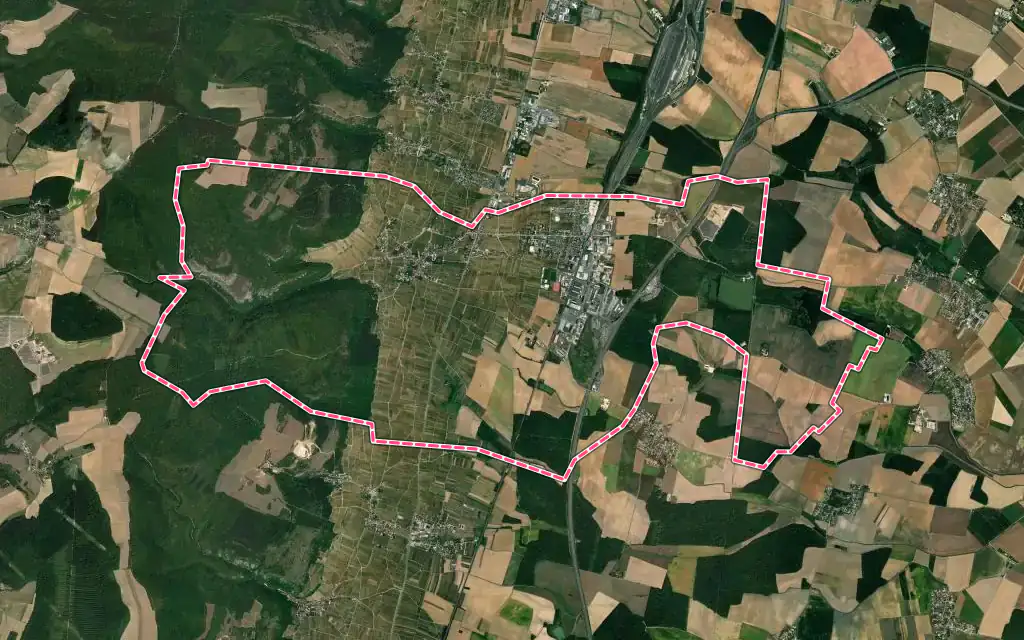 Vue satellite de Gevrey-Chambertin avec ses contours administratifs
