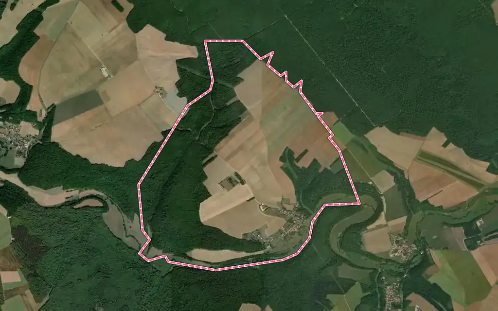 Vue satellite de Gézoncourt avec ses contours administratifs