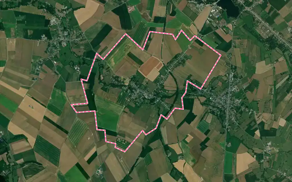 Vue satellite de Ghissignies avec ses contours administratifs