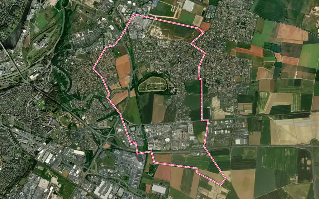 Vue satellite de Giberville avec ses contours administratifs