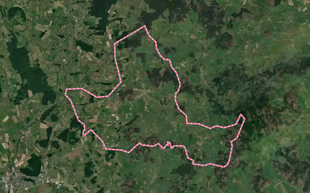 Vue satellite de Gibles avec ses contours administratifs