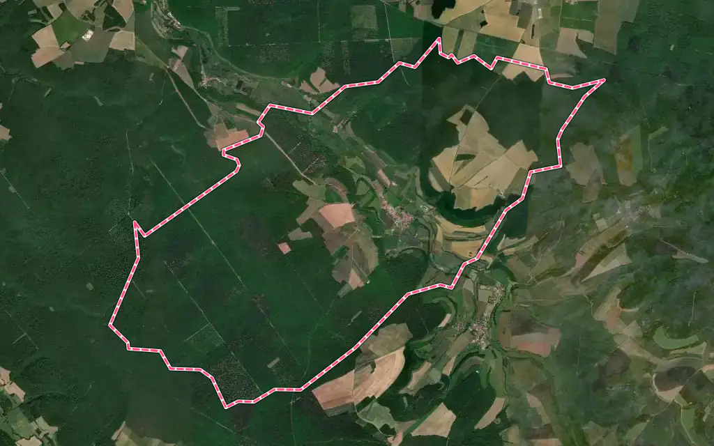 Vue satellite de Giey-sur-Aujon avec ses contours administratifs