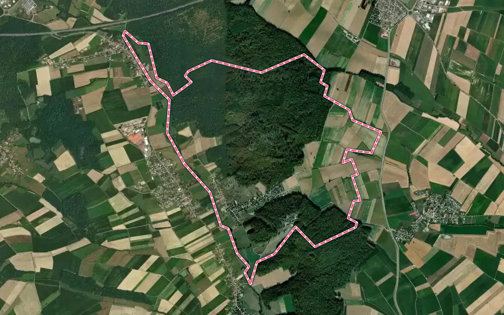 Vue satellite de Gildwiller avec ses contours administratifs