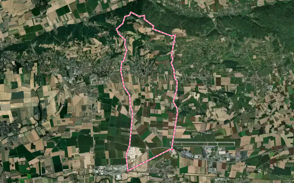 Vue satellite de Gillonnay avec ses contours administratifs