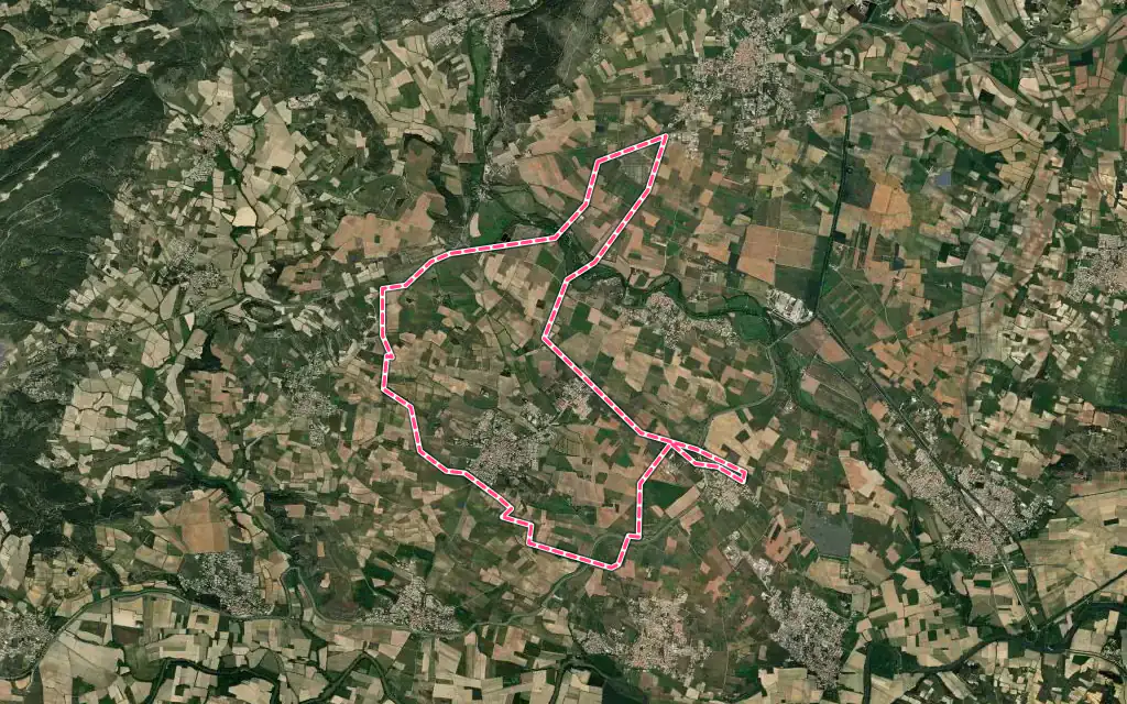 Vue satellite de Ginestas avec ses contours administratifs