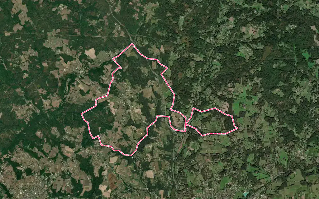 Vue satellite de Ginestet avec ses contours administratifs