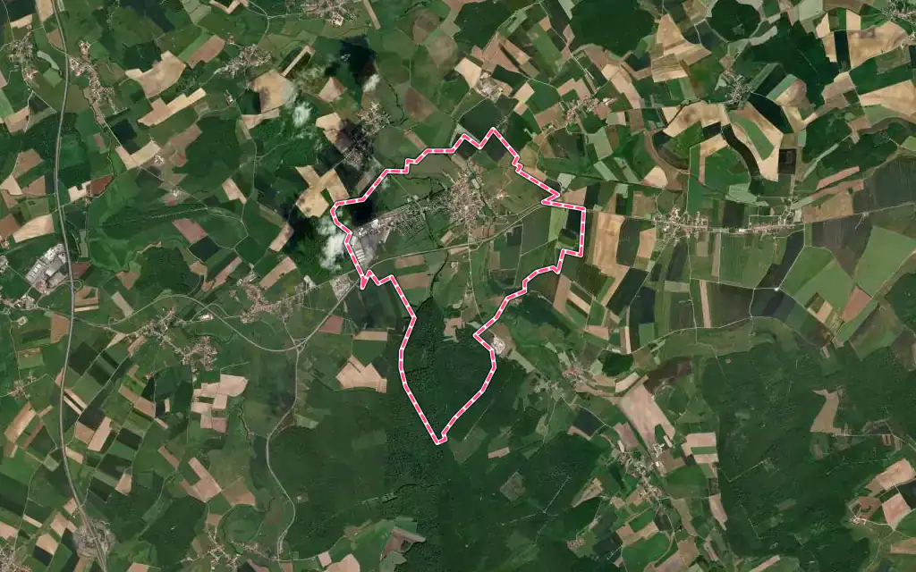 Vue satellite de Gironcourt-sur-Vraine avec ses contours administratifs