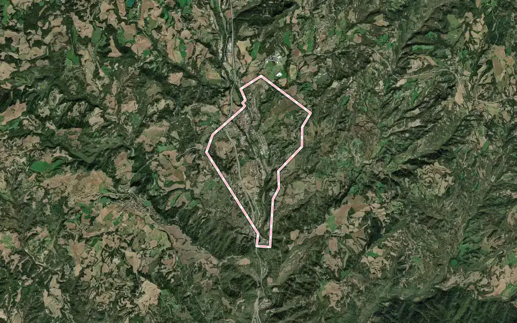 Vista satélite de Gironella con su contorno administrativo