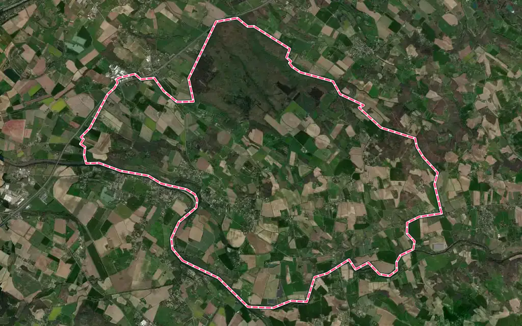 Vue satellite de Giroussens avec ses contours administratifs