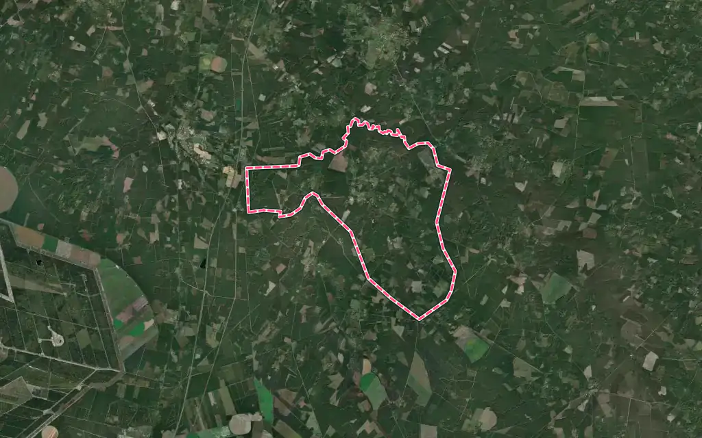 Vue satellite de Giscos avec ses contours administratifs