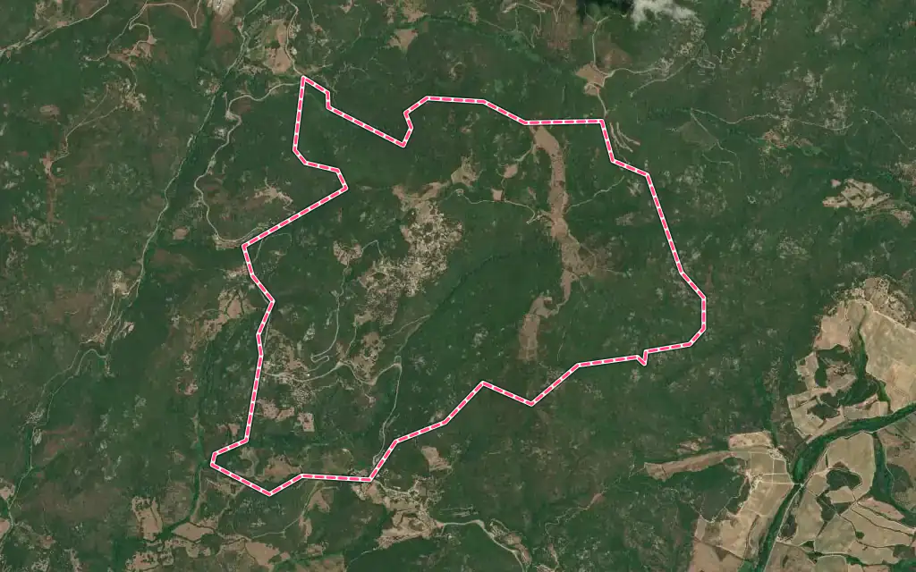 Vue satellite de Giuncheto avec ses contours administratifs