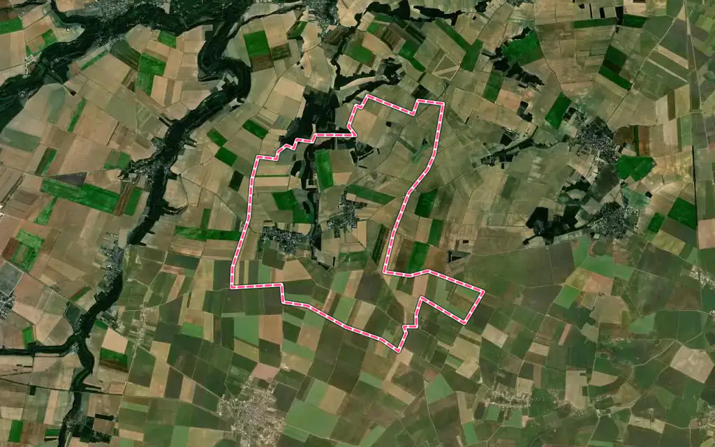 Vue satellite de Givraines avec ses contours administratifs