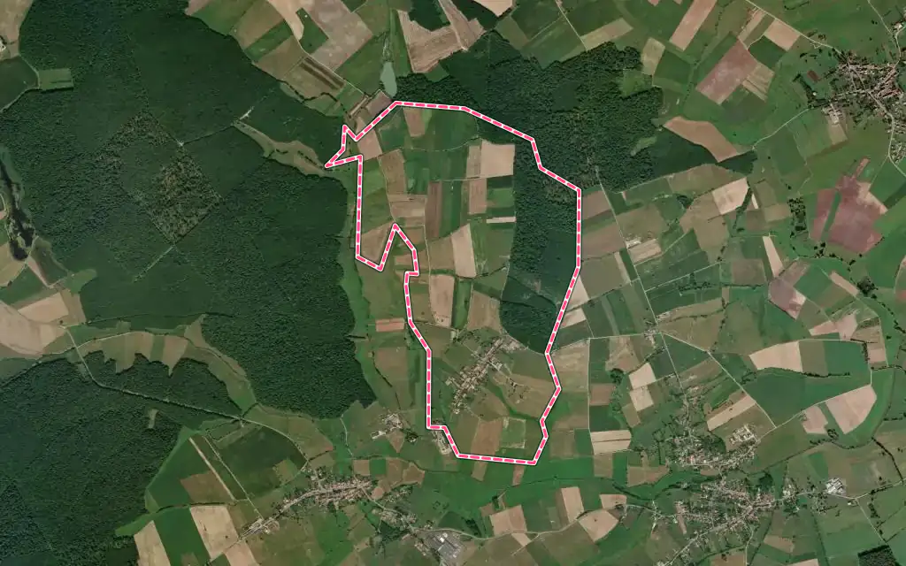 Vue satellite de Givrycourt avec ses contours administratifs