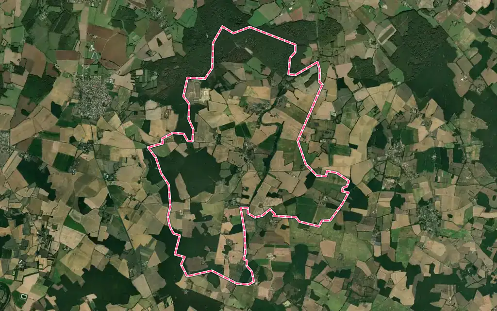 Vue satellite de Gizay avec ses contours administratifs