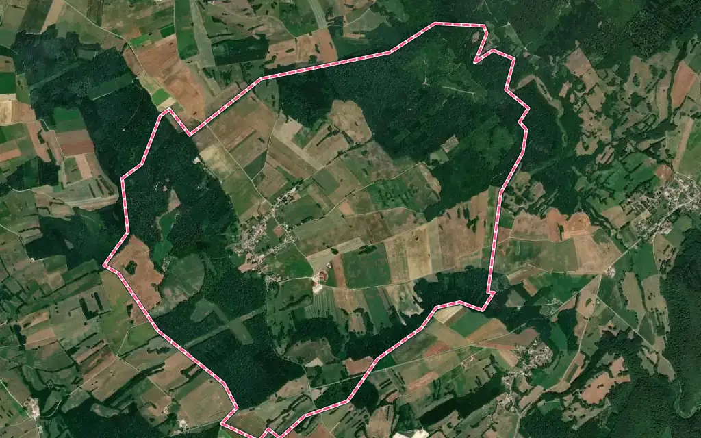 Vue satellite de Glamondans avec ses contours administratifs