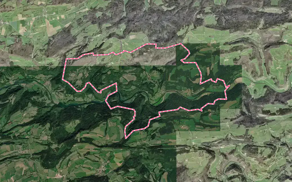 Vue satellite de Glère avec ses contours administratifs
