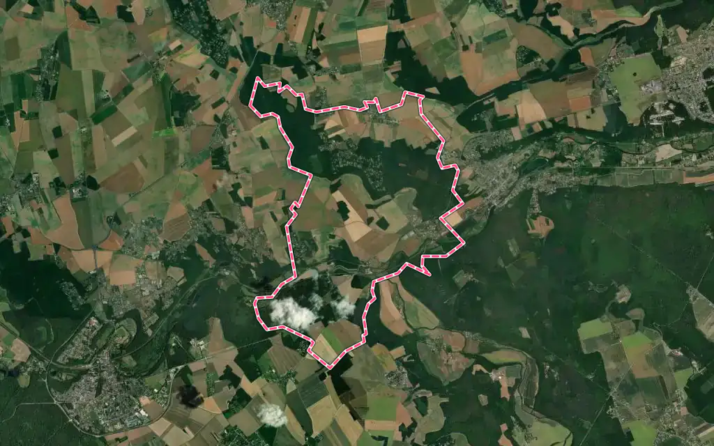 Vue satellite de Glisolles avec ses contours administratifs